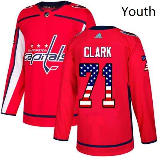 Youth Adidas Washington Capitals 71 Kody Clark Authentic Red USA Flag Fashion NHL Jerse